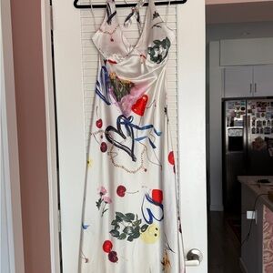 Urban Outfitters White Maxi Dress with Colorful Print